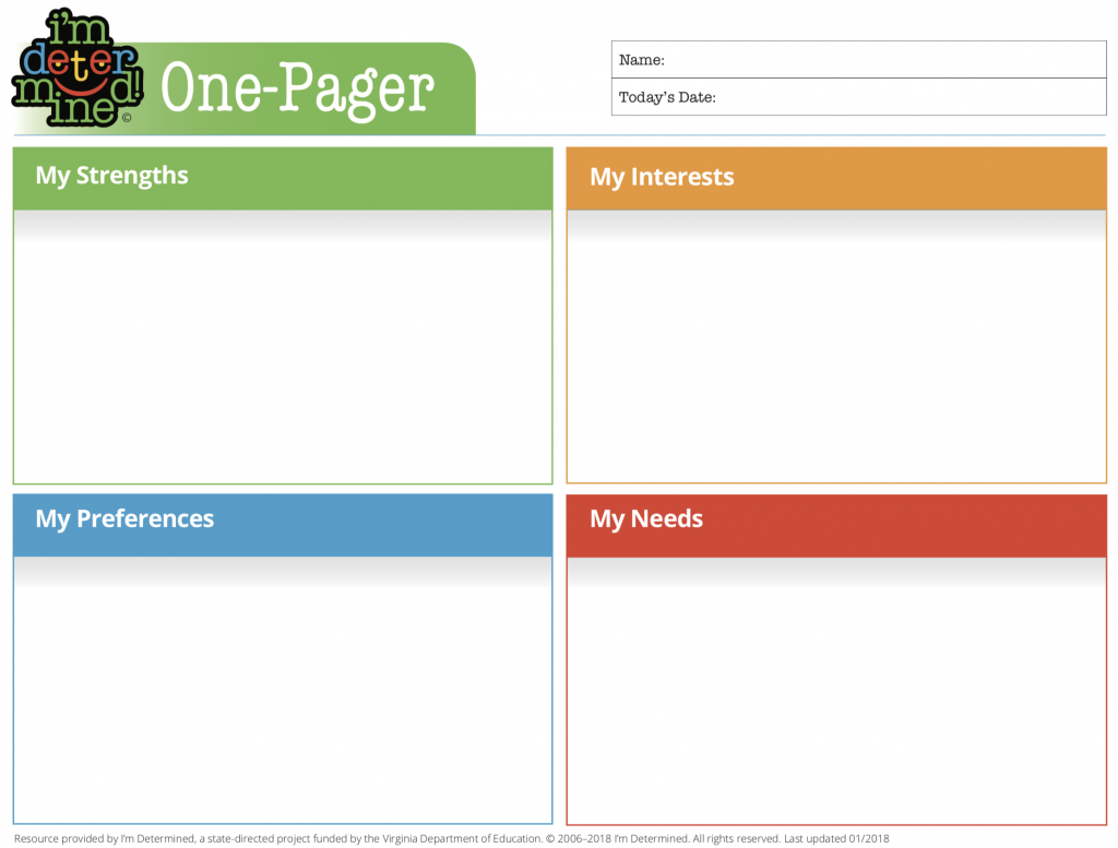 One Pager Template I m Determined